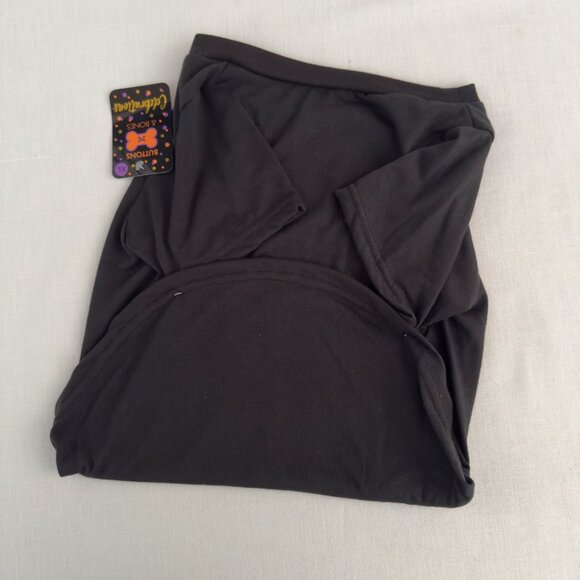Wanna Hang Dog Shirt Halloween Pet Tee Size XL Black Bat Design Buttons and Bone - Picture 6 of 7
